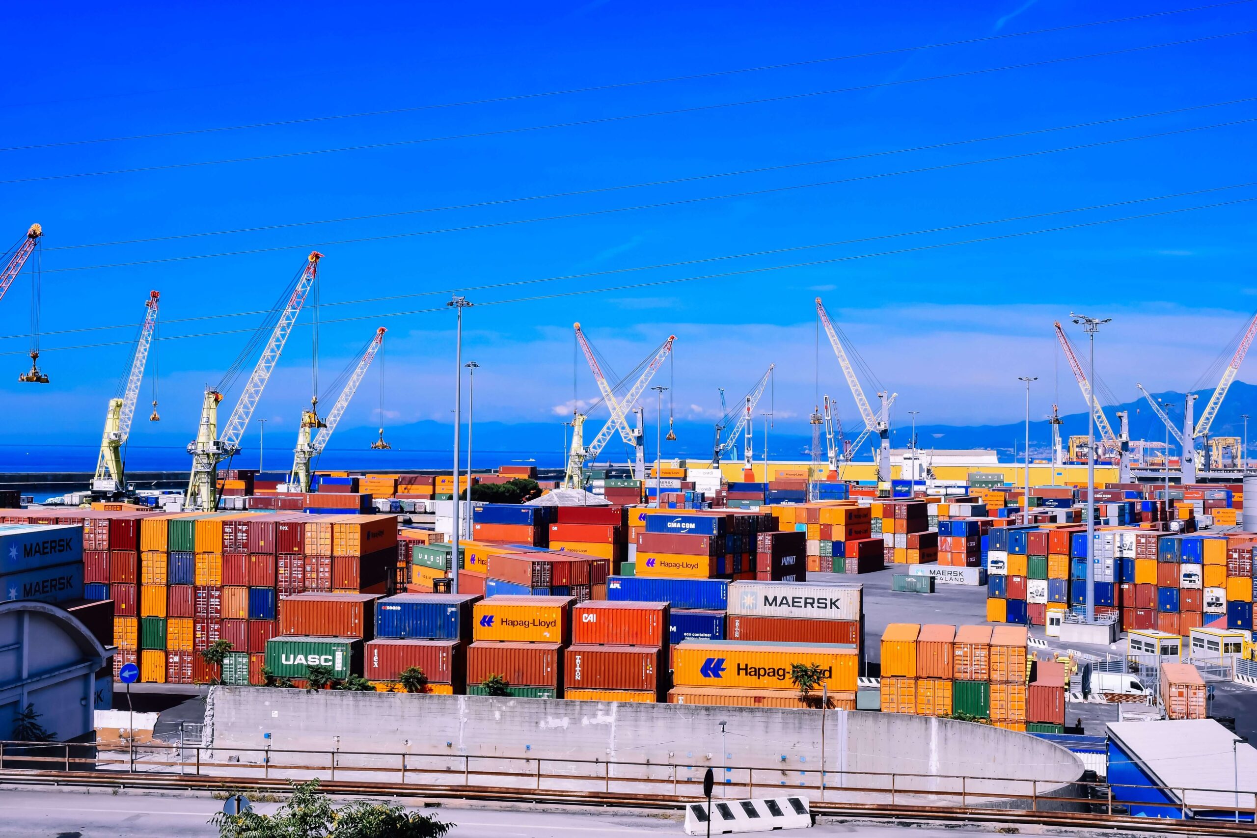 Port cranes and shipping containers at a US port
